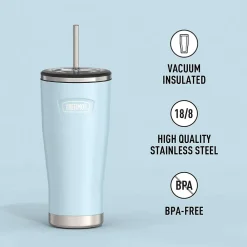 Icon Stainless Steel Vacuum Insulated Tumbler with Straw, 24 oz., Glacier (IS1112GC4)<Thermos New