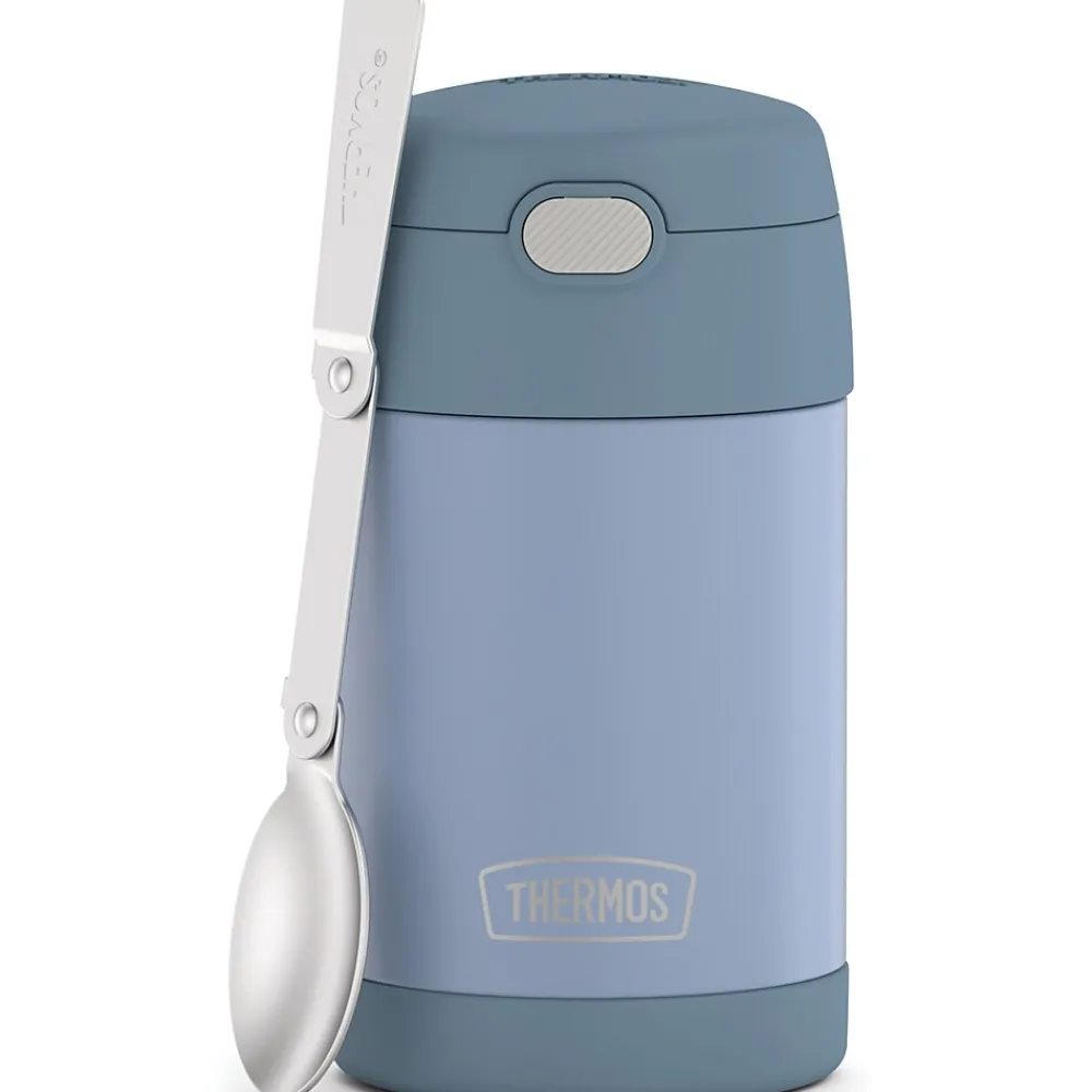 Lunch Totes & Water Bottles|Thermos 16-Ounce FUNtainer Vacuum-Insulated Stainless Steel Food Jar with Folding Spoon, Denim Blue (F31101DB6)