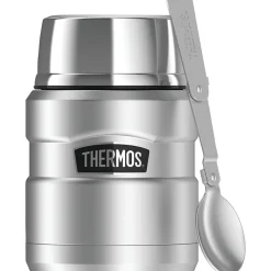 Stainless King Vacuum-insulated Food Jar With Folding Spoon, 16oz, Silver (THR3000STTRI4)<Thermos Hot