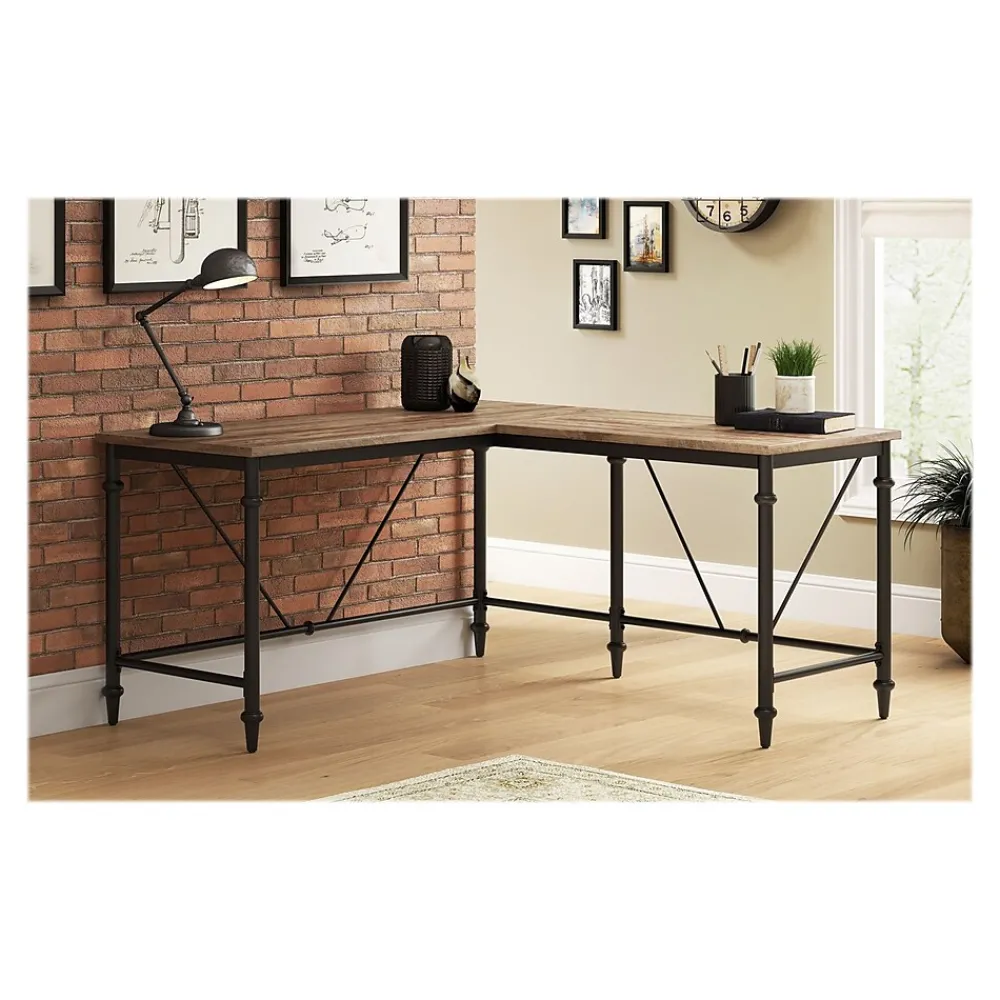 L-Desks*Thomasville Furniture Breslyn 60"W L-Shaped Computer Desk, Crosscut Hickory (SPLS-BRLD-TV)