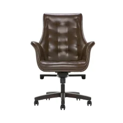 Office Chairs*Thomasville Furniture Brooks Ergonomic Bonded Leather Swivel Executive Chair, Brown (51493-BRN)