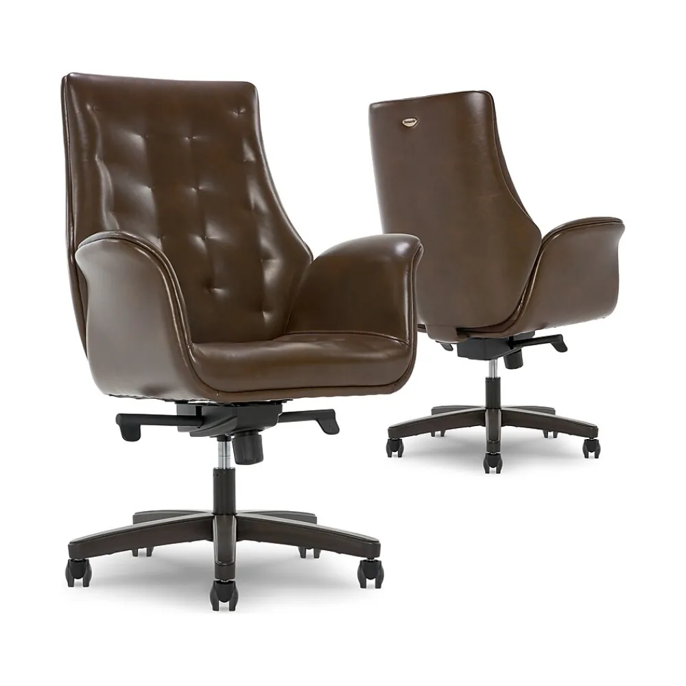 Office Chairs*Thomasville Furniture Brooks Ergonomic Bonded Leather Swivel Executive Chair, Brown (51493-BRN)