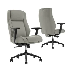 Office Chairs*Thomasville Furniture Darius Ergonomic Bonded Leather Swivel Executive Chair, Gray (51490-GRY)