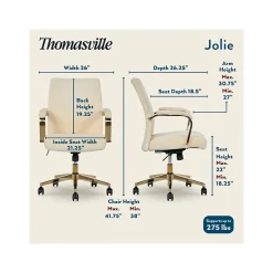 Ergonomic Chairs*Thomasville Furniture Jolie Ergonomic Fabric Swivel Desk Chair, (60068-CRM) Cream