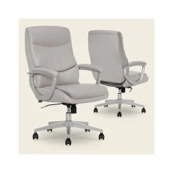 Ergonomic Chairs*Thomasville Furniture Josephine Ergonomic Bonded Leather Swivel Manager Chair, Gray (60071-LGRY) Light Gray