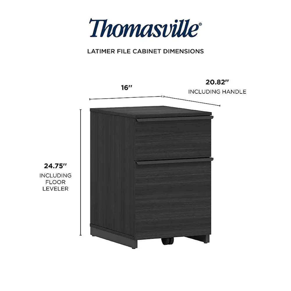 File Cabinets*Thomasville Furniture Latimer 2-Drawer Vertical File Cabinet, Pedestal, Burnt Ash, 20.8"D (SPLS-LADF-TV)
