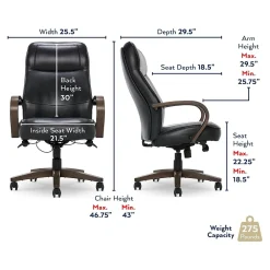 Office Chairs*Thomasville Furniture Lockhart Ergonomic Bonded Leather Swivel Executive Chair, Black (51494-BLK)