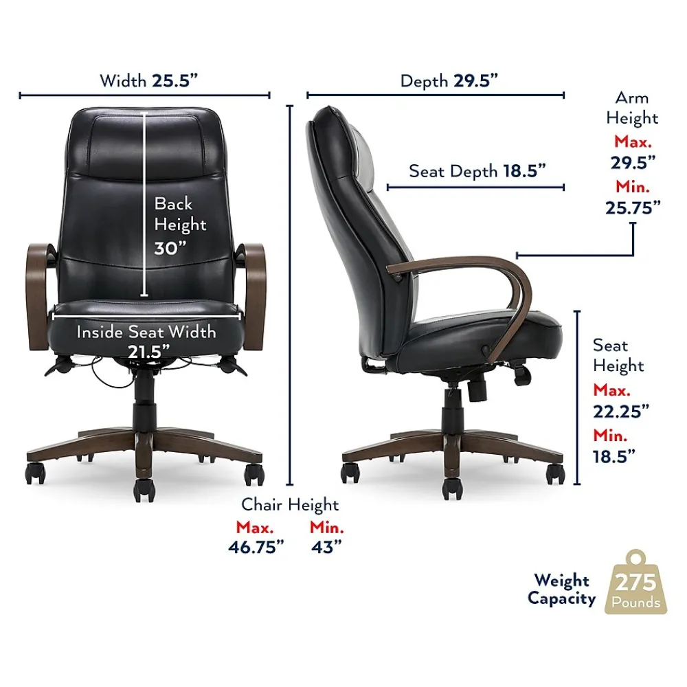 Office Chairs*Thomasville Furniture Lockhart Ergonomic Bonded Leather Swivel Executive Chair, Black (51494-BLK)