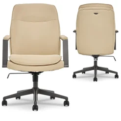 Office Chairs*Thomasville Furniture Upton Ergonomic Bonded Leather Swivel Manager Chair, Cream (51421-CRM)