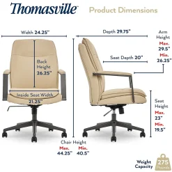 Office Chairs*Thomasville Furniture Upton Ergonomic Bonded Leather Swivel Manager Chair, Cream (51421-CRM)