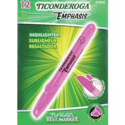 Highlighters|Ticonderoga Emphasis Fluorescent Highlighter, Chisel Tip, Pink (X47066)