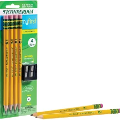 Pencils|Ticonderoga My First Pre-Sharpened Wooden Pencil, 1.3mm, #2 Medium Lead, 4/Pack (X33309X)