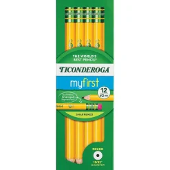 Pencils|Ticonderoga My First Pre-Sharpened Wooden Pencil, 0.7mm, #2 Medium Lead, Dozen (X33312X)