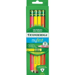 Pencils|Ticonderoga My First Tri-Write Wood-Cased Pencils, Neon Assorted, 12/Pack, 2 Packs/Bundle (DIX13012-2)