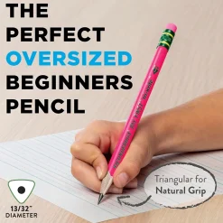 Pencils|Ticonderoga My First Tri-Write Wood-Cased Pencils, Neon Assorted, 12/Pack, 2 Packs/Bundle (DIX13012-2)