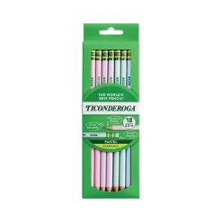 Pencils|Ticonderoga Pre-Sharpened Wooden Pastel Pencils, 2.2mm, #2 Soft Lead, 18/Pack (X13718)