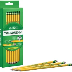 Pencils|Ticonderoga Pre-Sharpened Wooden Pencil, 2.2mm, #2 Soft Lead, 30/Pack (X13830X)