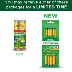 Pencils|Ticonderoga Pre-Sharpened Wooden Pencil, 2.2mm, #2 Soft Lead, 30/Pack (X13830X)
