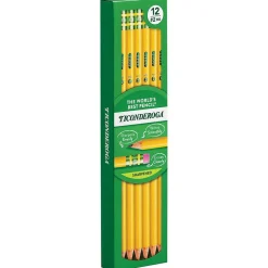 Pencils|Ticonderoga Pre-Sharpened Wooden Pencil, 2.2mm, #2 Soft Lead, Dozen (X13806X)