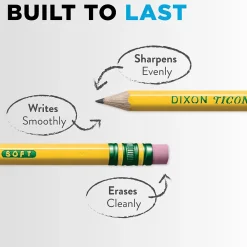 Pencils|Ticonderoga The World's Best Pencil Wooden Pencil, 2.2mm, #2 Soft Lead, Dozen (X13882X)