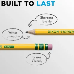 Pencils|Ticonderoga The World's Best Pencil Wooden Pencil, 2.2mm, #2 Soft Lead, 96/Pack (13872/13882)