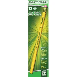 Pencils|Ticonderoga Woodcase Pencil, 2H, No. 4, Yellow Barrel, 12/Pack