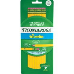 Pencils|Ticonderoga Wooden Pencil, 0.7mm, #2 Soft Lead, 8/Pack (13852)