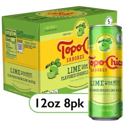 Topo Chico Sabores Lime with Mint Sparkling Water, 12 oz., 8 Cans/Pack, 3 Packs/Carton (412569)