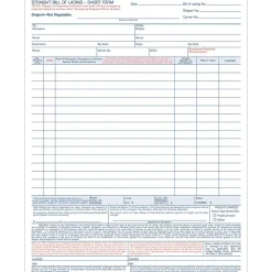 Accounting & Record Journals*TOPS ® Bill of Lading Unit Set, Ruled, 4-Part Carbonless, 11-7/16" x 8-1/2", 50/Pack (3847)