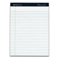 Notepads|TOPS Docket Diamond Premium Stationery Tablets, 8-1/2" x 11-3/4", Legal Ruled, White, 50 Sheets/Pad, 2 Pads/Pack (63975)