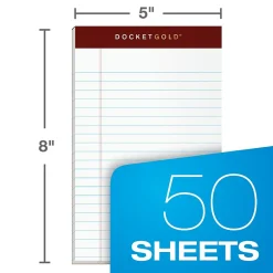 Notepads|TOPS Docket Gold Notepads, 5" x 8", White, 50 Sheets/Pad, 12 Pads/Pack (63910)