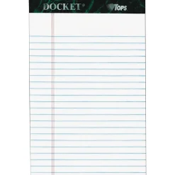 Notepads|TOPS Docket Notepad, 5" x 8", Narrow Ruled, White, 50 Sheets/Pad, 6 Pads/Pack (TOP63366)