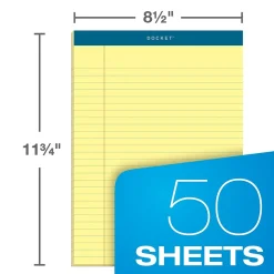 Notepads|TOPS Docket Notepads, 8.5" x 11.75", Wide Ruled, Canary, 50 Sheets/Pad, 12 Pads/Pack (TOP63400)