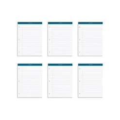 Notepads|TOPS Docket Notepads, 8.25" x 11.75", Wide, White, 100 Sheets/Pad, 6 Pads/Pack (TOP 63437)