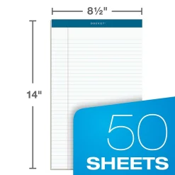 Notepads|TOPS Docket Writing Pads, 8-1/2" x 14", White, 50 Sheets/Pad, 12 Pads/Pack (63590)