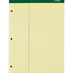 Notepads|TOPS Double Docket Writing Tablet, 8-1/2" x 11-3/4", Law Ruled, Canary, 100 Sheets/Pad (63394)