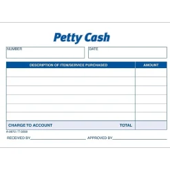 Business Forms*TOPS 1-Part Petty Cash, 5" x 3.5", 50 Sets/Book (3008)