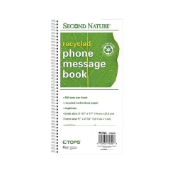 Notepads|TOPS ® Phone Message Book, Ruled, 2-Part, 11" x 5 1/2" White/White, (74620)