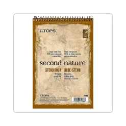 Notepads|TOPS Second Nature Steno Pad, 6" x 9", Gregg Ruled, White, 80 Sheets/Pad (TOP 74688)