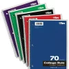 Subject Notebooks|TOPS 1-Subject Notebook, 8" x 10.5", College Ruled, 70 Sheets, Assorted Colors (TOP 65021)