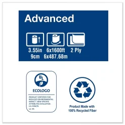 Advanced Jumbo Bath Tissue, Septic Safe, 2-Ply, White, 1600 ft/Roll, 6 Rolls/Carton (TRK12021502)<Tork New