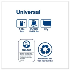 Universal Jumbo Bath Tissue, Septic Safe, 1-Ply, White, 3.48
