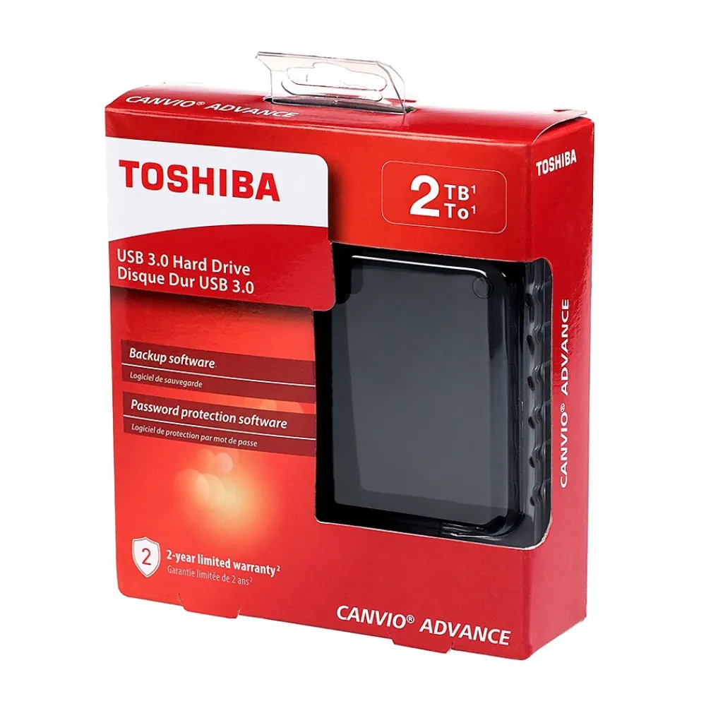 New Toshiba Canvio Advance HDTC920XK3AA 2TB USB 3.0 Portable External Hard Drive, Black