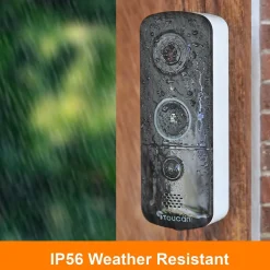 Toucan V3 Wireless Battery Operated Video Doorbell, Chime, Night Vision, Wi-Fi, IP56 Weather Resistant, Black