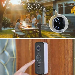 Toucan V3 Wireless Battery Operated Video Doorbell, Chime, Night Vision, Wi-Fi, IP56 Weather Resistant, Black