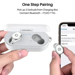 T10S Wireless Earbuds, Bluetooth, White (T10SWHT)<TOZO Online