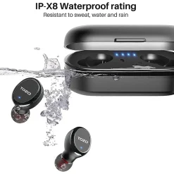 T10S Wireless Earbuds, Bluetooth, Black (T10SBLK)<TOZO Clearance