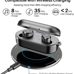 T10S Wireless Earbuds, Bluetooth, Black (T10SBLK)<TOZO Clearance