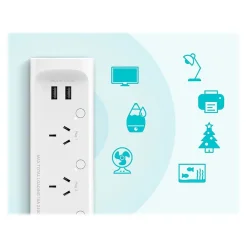 TP-LINK Kasa Smart 3-Outlet 2-USB Port Surge Protector, White (KP303)