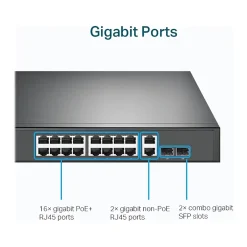 Clearance TP-LINK 18-Port Gigabit Ethernet PoE Unmanaged Switch, Black (TL-SG1218MP)
